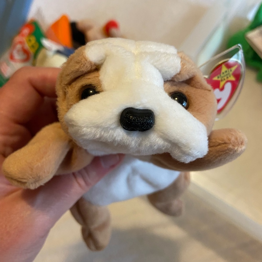 Ty Plush Dog Toy - Cream and Brown